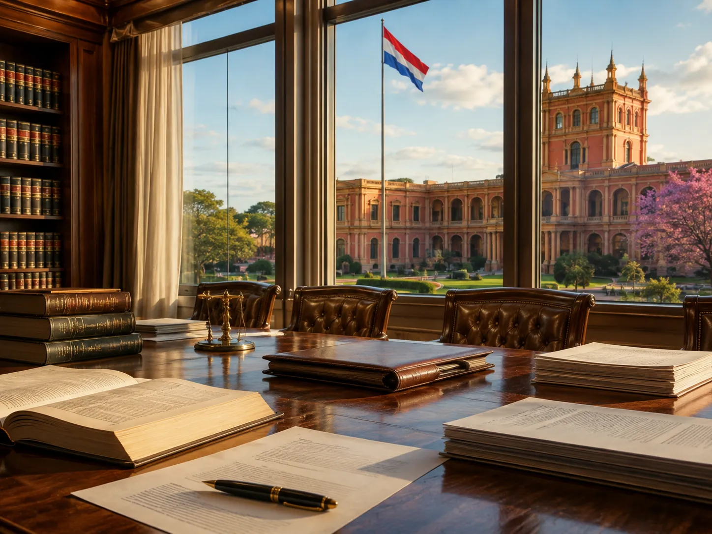 Despacho jurídico con vista a una institución del Estado paraguayo